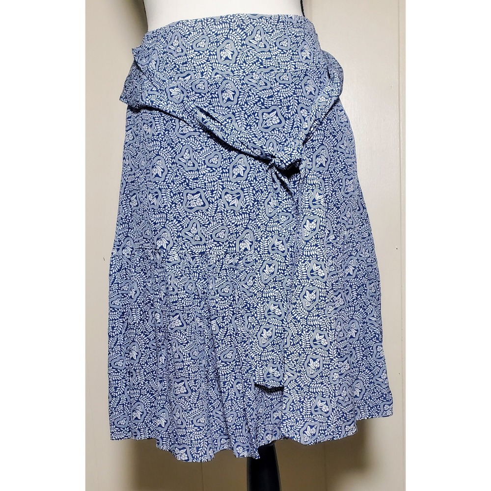 Scotch & Soda blue/whiteFloral Print Skirt Ruffle Hem Tie Waist Blue M